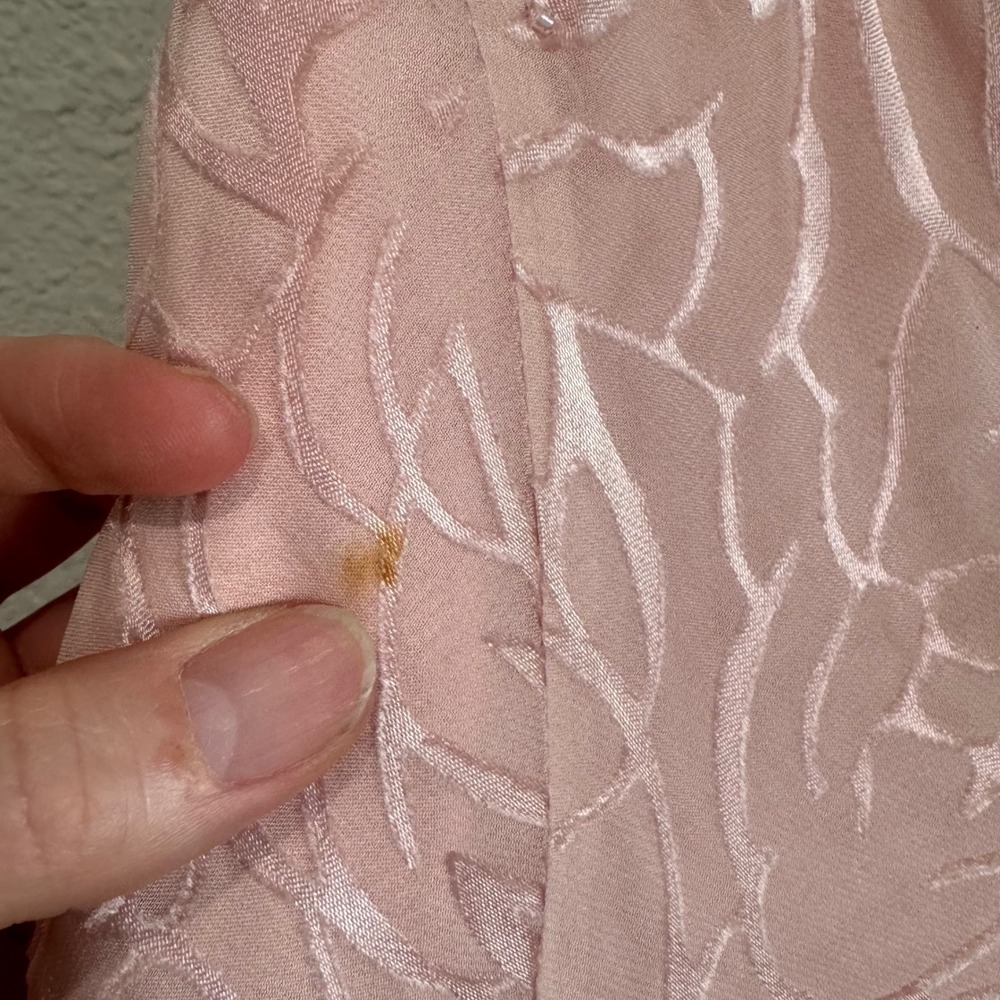 Y2K Alex Evenings Pink Silk Floral‎ Rose Burnout Beaded Handkerchief Fairy Dress - Picture 6 of 10